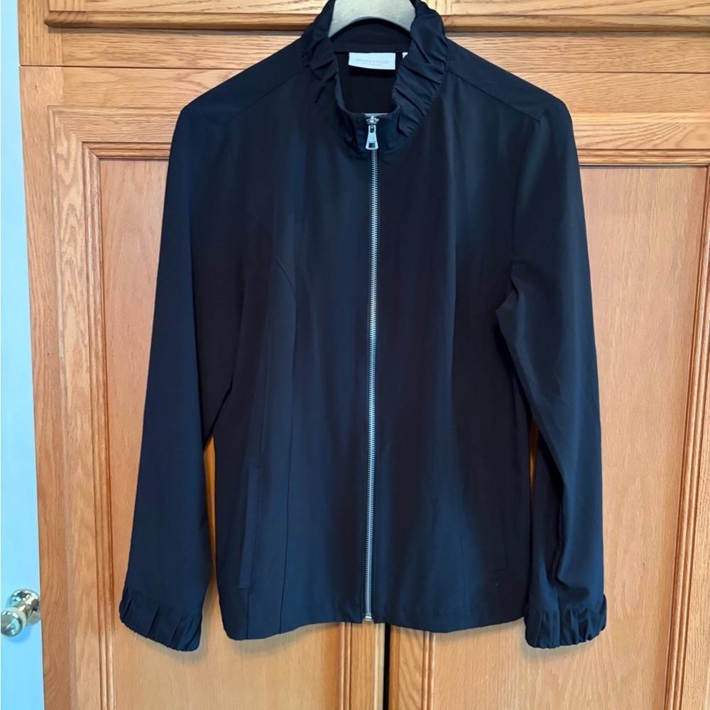 Weekends by Chico's Black zip up  Jacket size 1=medium
